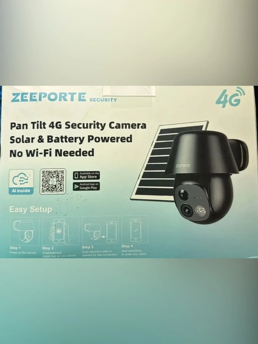 ZEEPORTE SECURITY 4G LTE Cellular Solar Security Camera